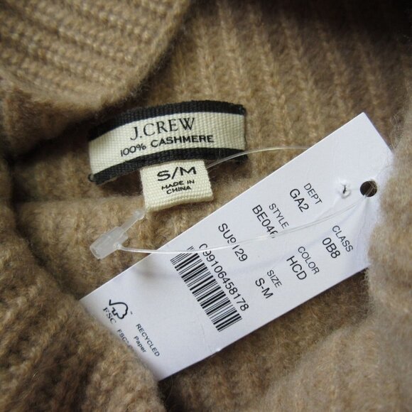 NWT J.Crew Cashmere Relaxed Turtleneck Sweater in Heather Camel Dune Stripe S/M - Picture 3 of 5